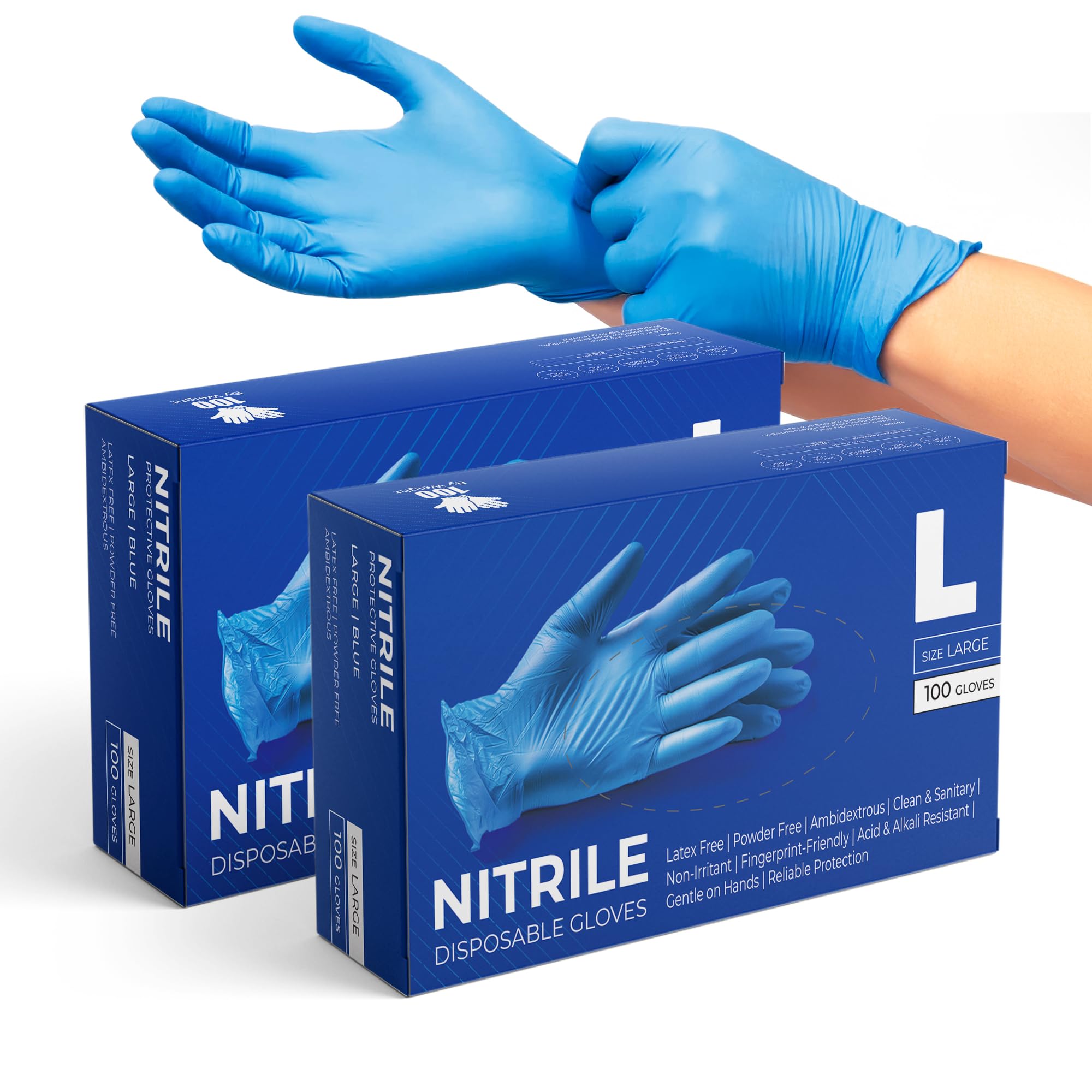 eatasty Disposable Gloves, Pack of 200, Blue Nitrile Gloves, Powder-Free, Latex-Free, Strong with Textured Grip, Multipurpose for Food Handling, Cleaning, Automotive & DIY