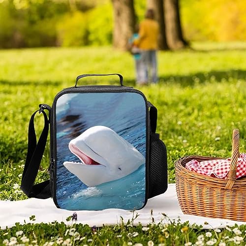 Miniatura 5 de Beluga - Lonchera aislada con diseño de ballena para hombres y mujeres, bolsa de hombro reutilizable, portátil, para trabajo de oficina