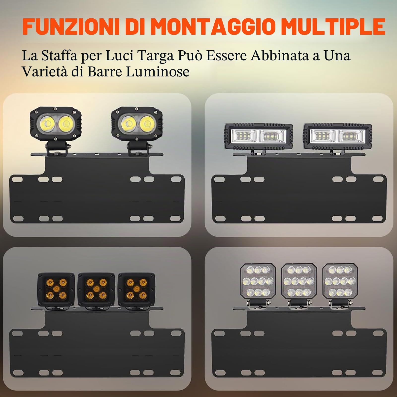 Willpower Universale Staffa Targa Nero Bull Bar Paraurti Anteriore per Faretti LED Faro da Lavoro a LED Targa della Luce Portatarga per 4x4 Fuoristrada Camion Offroad