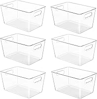 YIHONG 6-Pack Clear Pantry Organizer Bins with Handles - Stackable Plastic Storage for Kitchen, Fridge, Cabinet & Bathroom