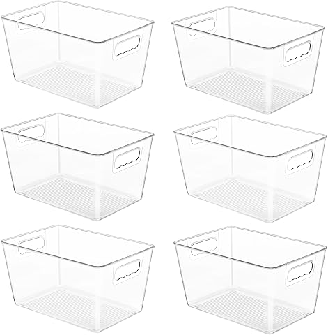YIHONG 6 Pack Clear Pantry Organizer Bins, Plastic Contai...
