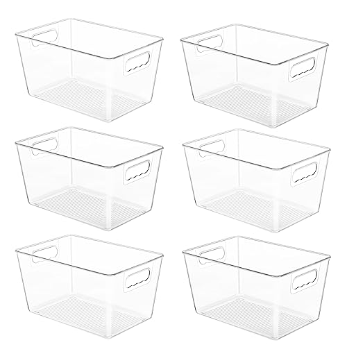 YIHONG 6 Pack Clear Pantry Organizer Bins, Plastic Containers with