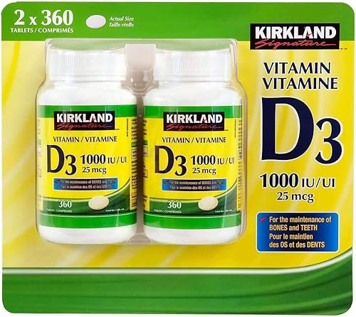 (Paquete doble) 2 x Kirkland Signature Vitamina D3 1000IU25mcg, 360 comprimidos