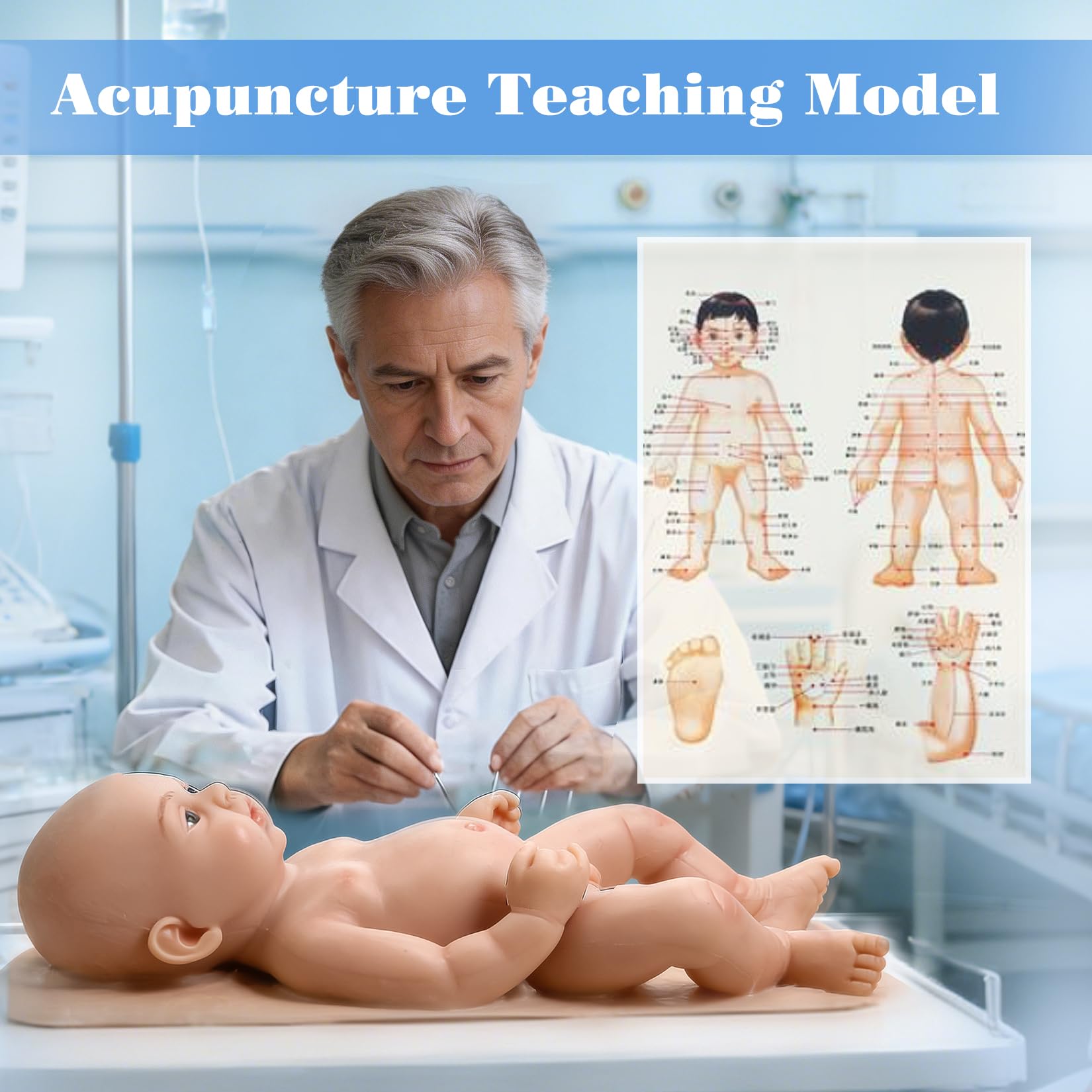 Realistische Silikon Anatomie-Puppe 39cm 1,8kg Lebensechte Neugeborene Junge mit Offenen Augen Hyperrealistisches Medizinisches Übungsmodell für Hebammenschulung & Emotionale Therapie, Natur
