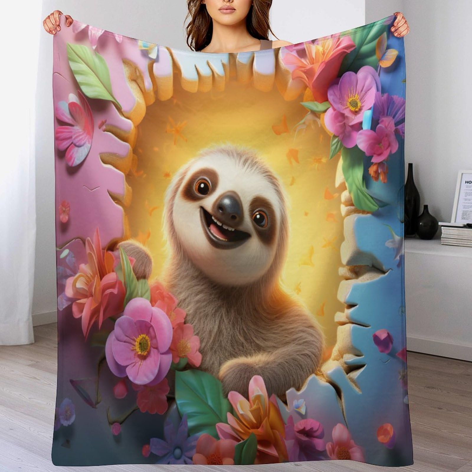 Paresseux Mignon Couverture Polaire Flannel Cadeau Idéal Tapis Douillet Chaud