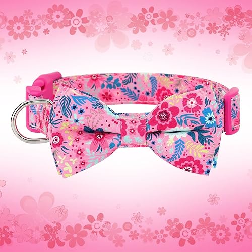 Miniatura 5 de Didog Collar floral para perro con lazo, lindos collares de perro con lazo desmontable, suave y cómodo collar de perro de primavera y verano para