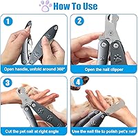 Vista 5 de 【 Venta de ediciones antiguas】 Cortauñas resistente para perros grandes, uñas gruesas 3 en 1, recortadora de uñas profesional para perros, hoja