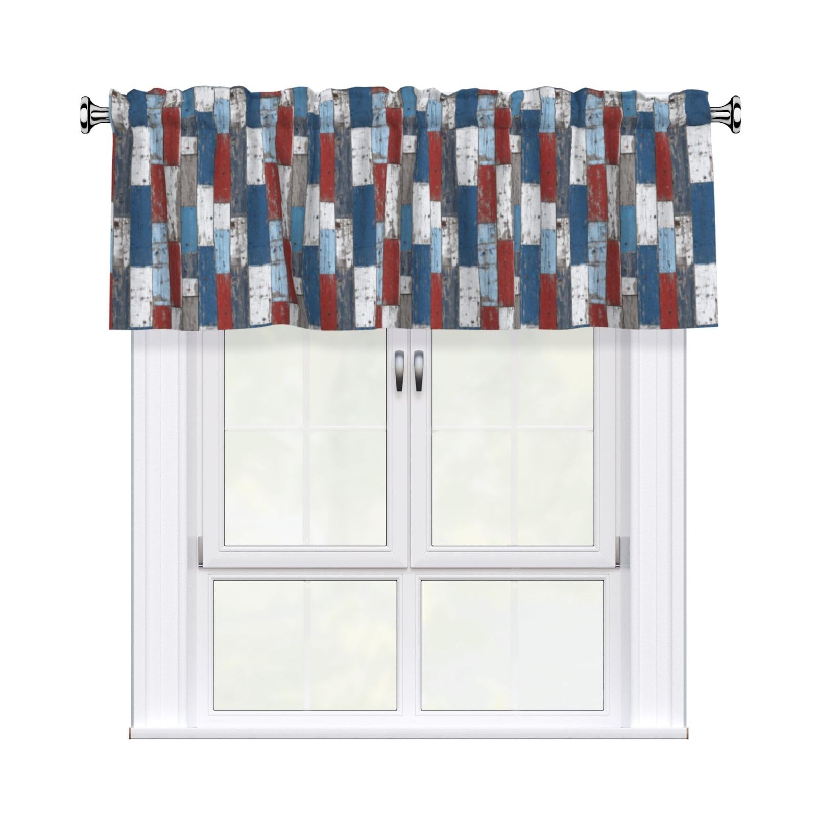 Woshuwo Old Wooden Planks Valances For Windows Rod Pocket Window Treatment Short Curtains For Kitchen Living Room Bedroom Decor 54x18in