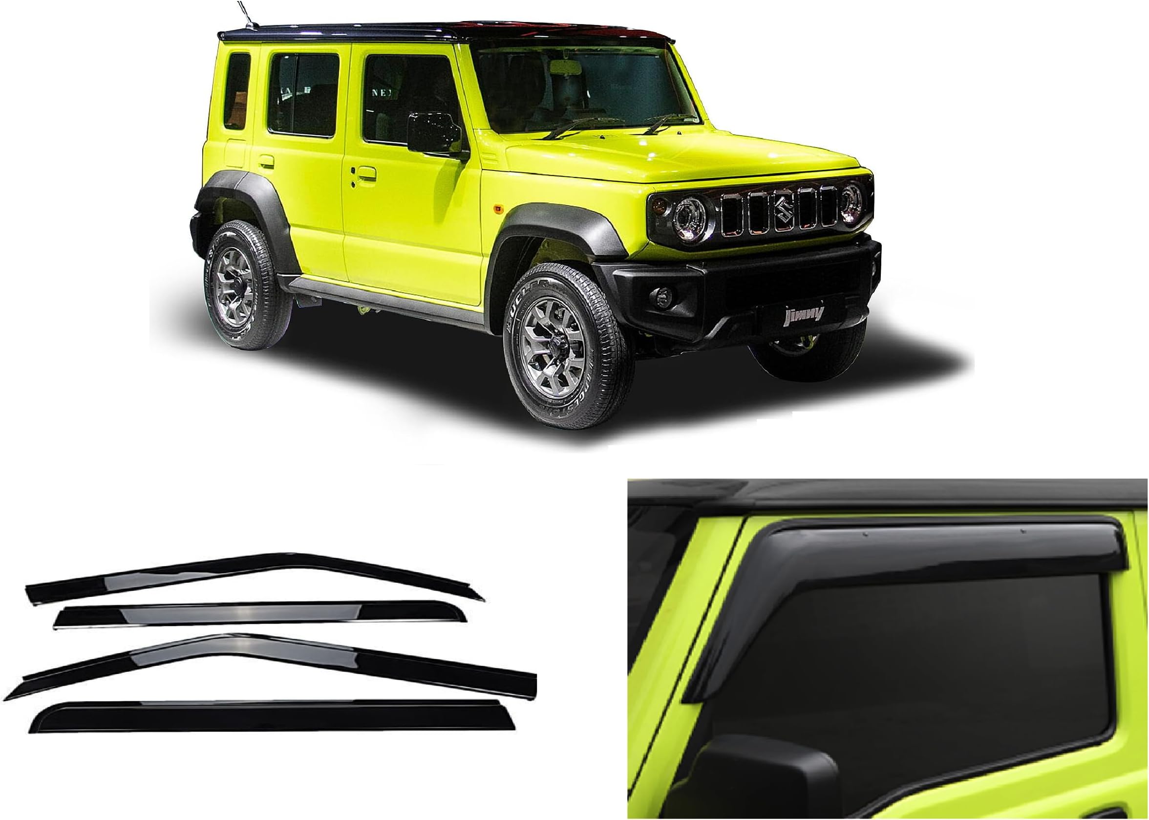 Empica Unbreakable Injection Moulded Door Visor Wind Deflector Rain Guard Rain Visor Compatible for Maruti Suzuki Jimny (2023-Present) (Set of 4pcs)