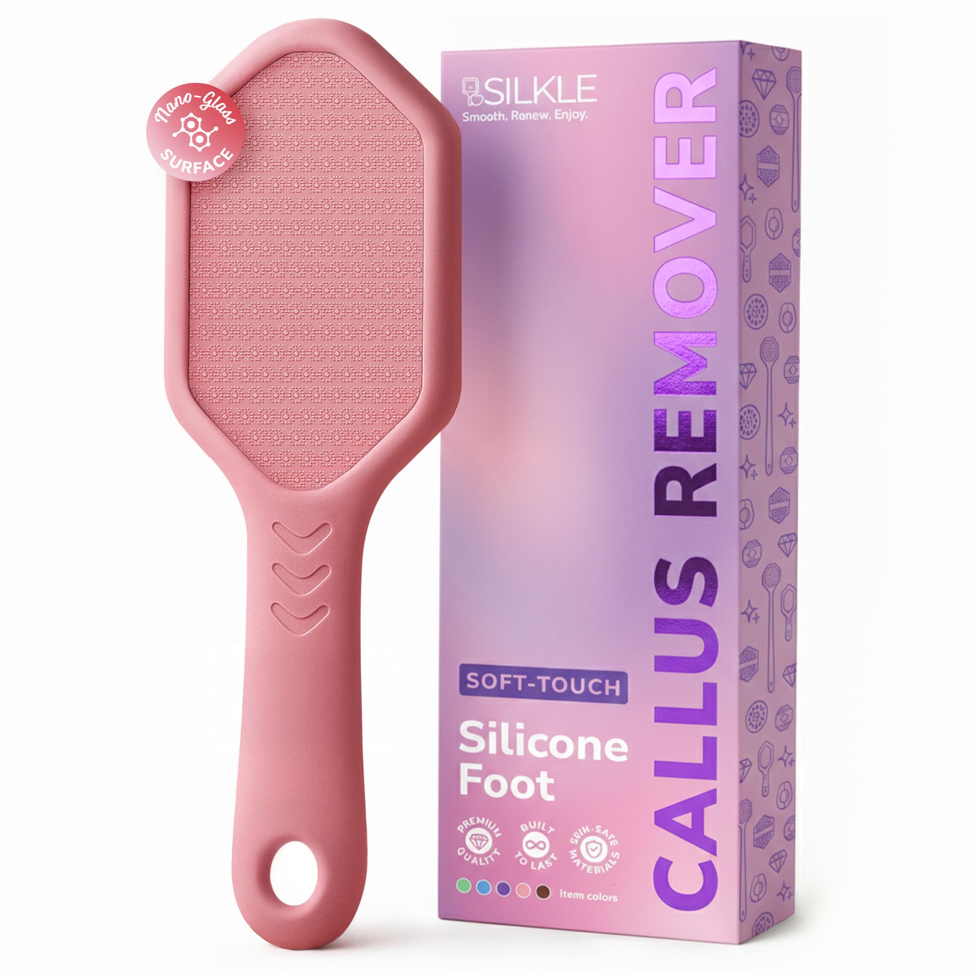 SILKLE Lima per piedi in silicone per la rimozione dei calli – Nano Glass per pelle morta e talloni screpolati – rimozione calli per piedi e pelle dura – esfoliante ergonomico per piedi morbidi e