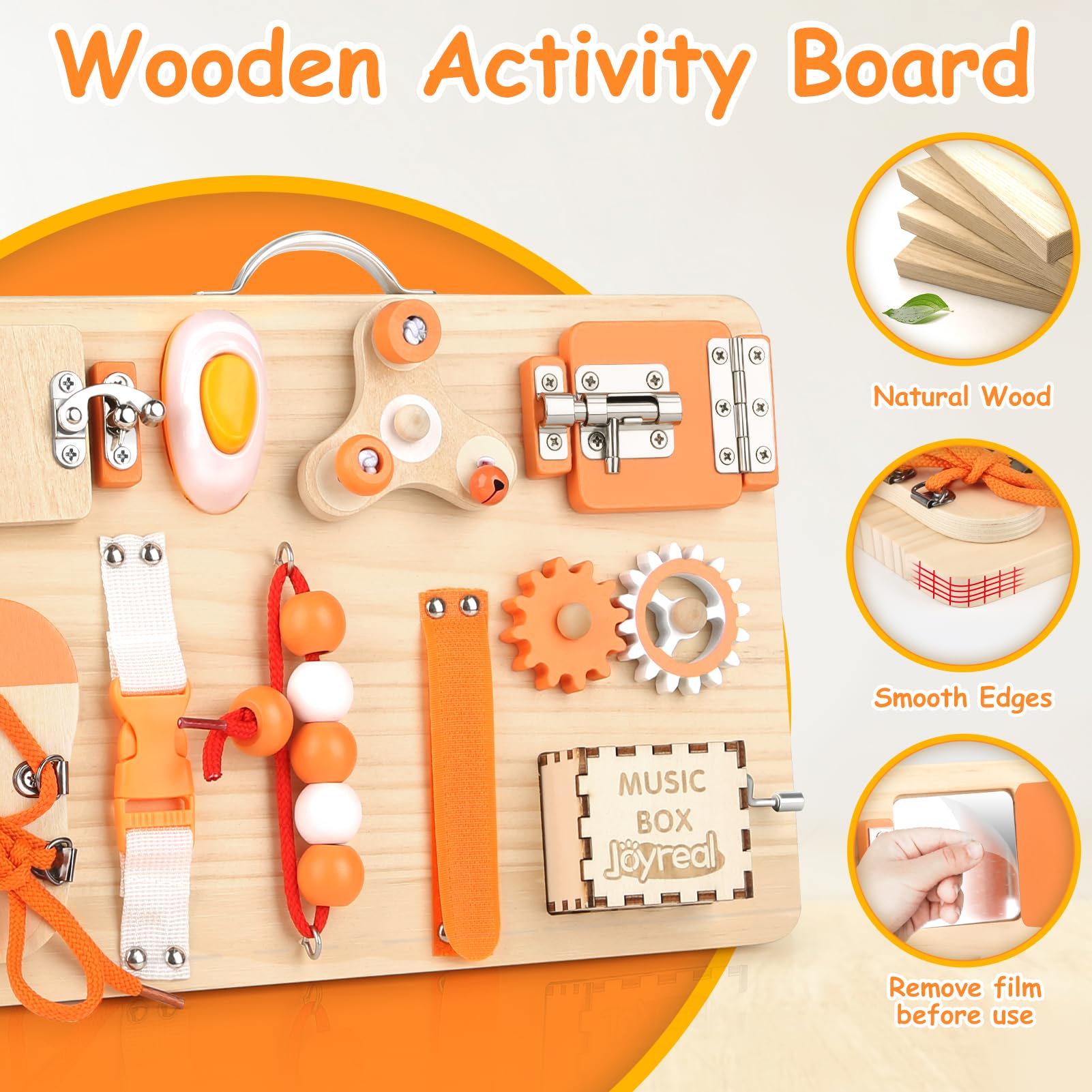 Joyreal Motorikbrett Activity Board Montessori Spielzeug Busy Board Montessori Brett Motorikspielzeug Sensorik Spielzeug