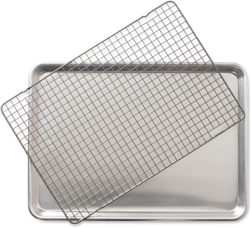 Nordic Ware Half Sheet with Grid and 3 Piece Baker's Delight Aluminum Bakeware Set