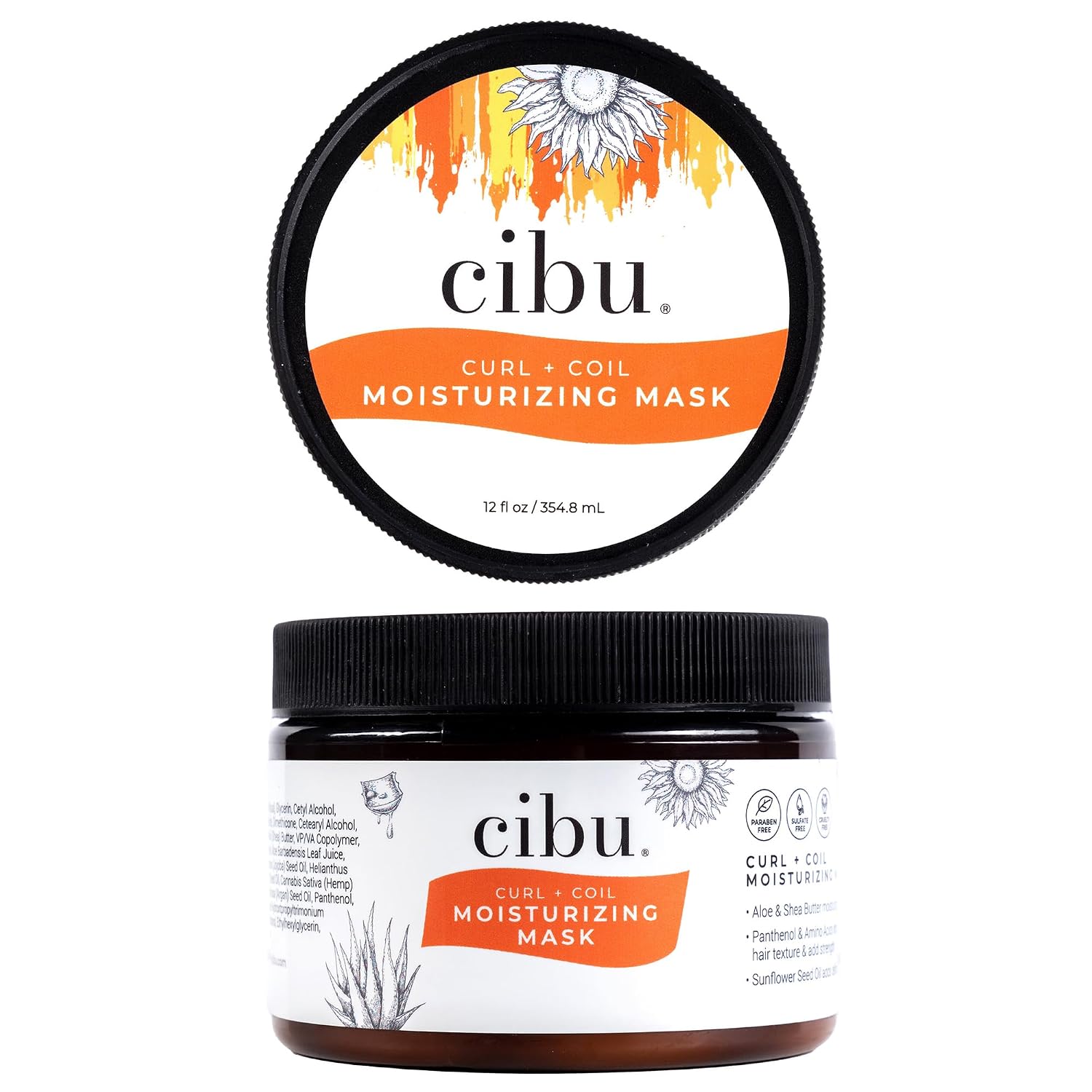 CIBU Curl + Coil Moisturizing Mask | Deep Conditioning for Dry, Damaged, Wavy, Coily Hair | Hydrating Shea Moisture Mask for Black Women | 12 Ounces