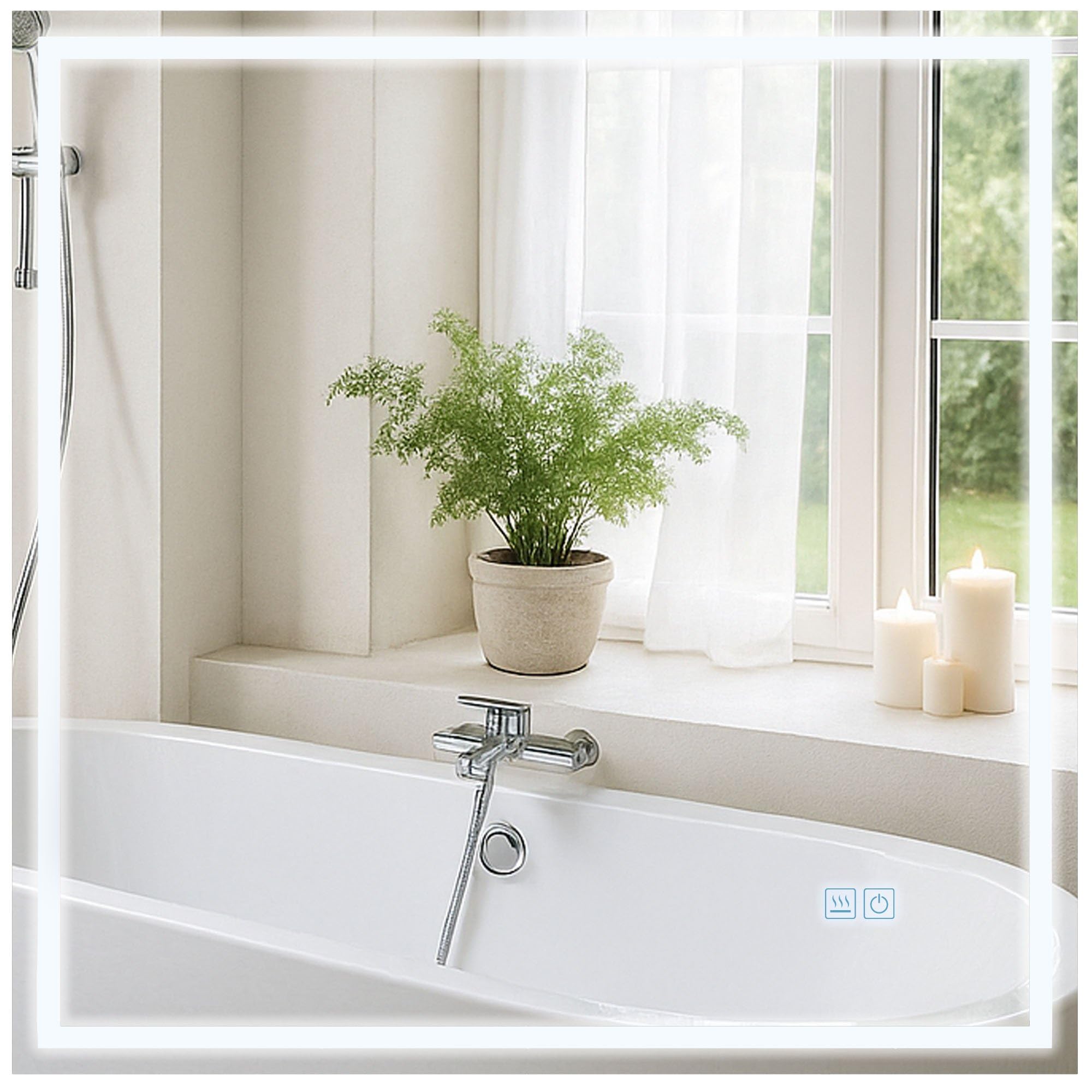 CLP Jericho Badkamerspiegel - Met Verlichting - Met Verwarming Vierkant Anti Condens Wandspiegel Led Dimbaar Met Bluetooth Helder Glas