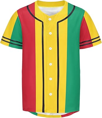 Vnurnrn Guinea Flag Mens Baseball Button Down Jersey Hipster Hip Hop T Shirts