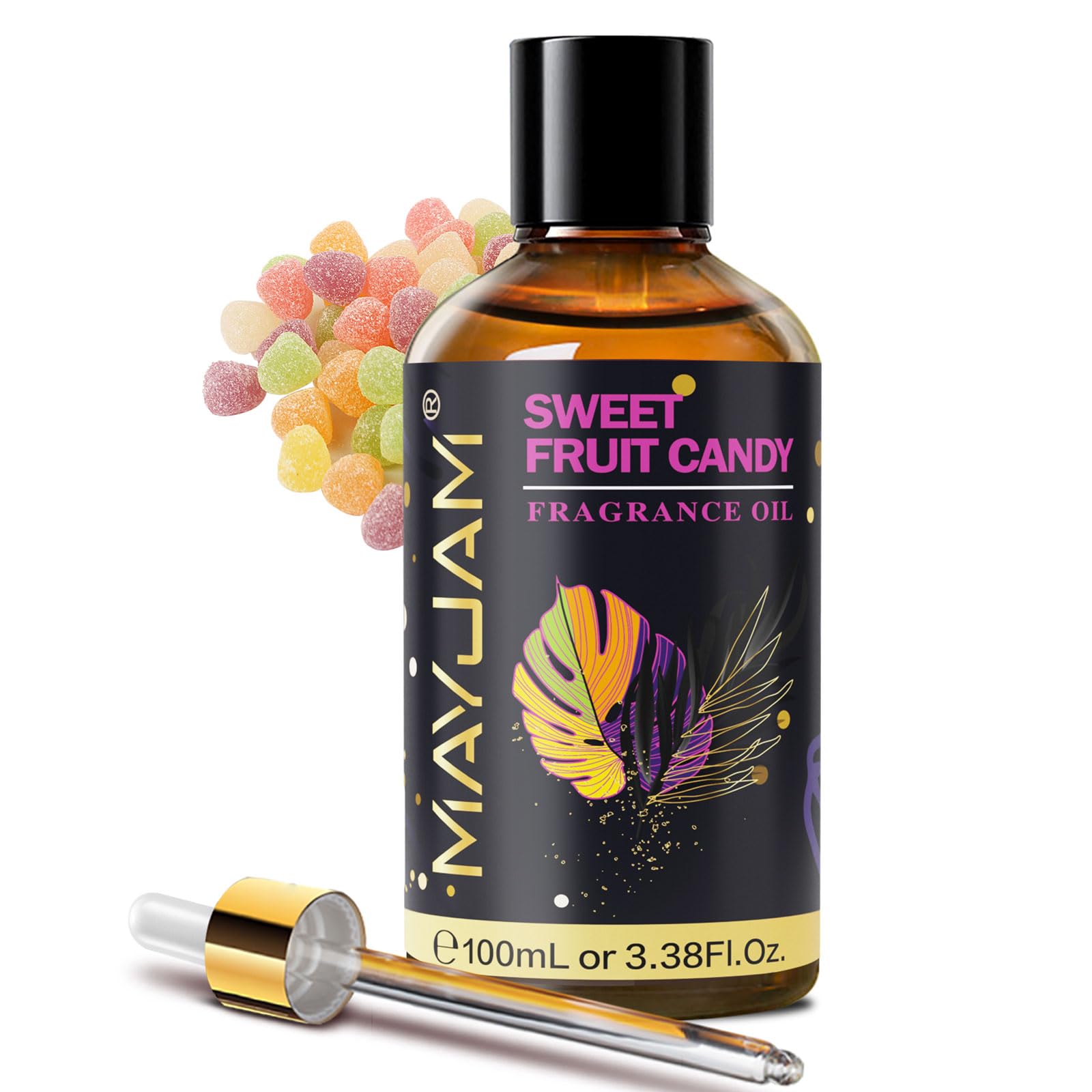 MAYJAM Fragrance Oil, 100ML Sweet Fruit Candy Aromatherapy Oil, with Glass Dropper, Diffuser Oil for Making Candle, Soap, Bath Bombs