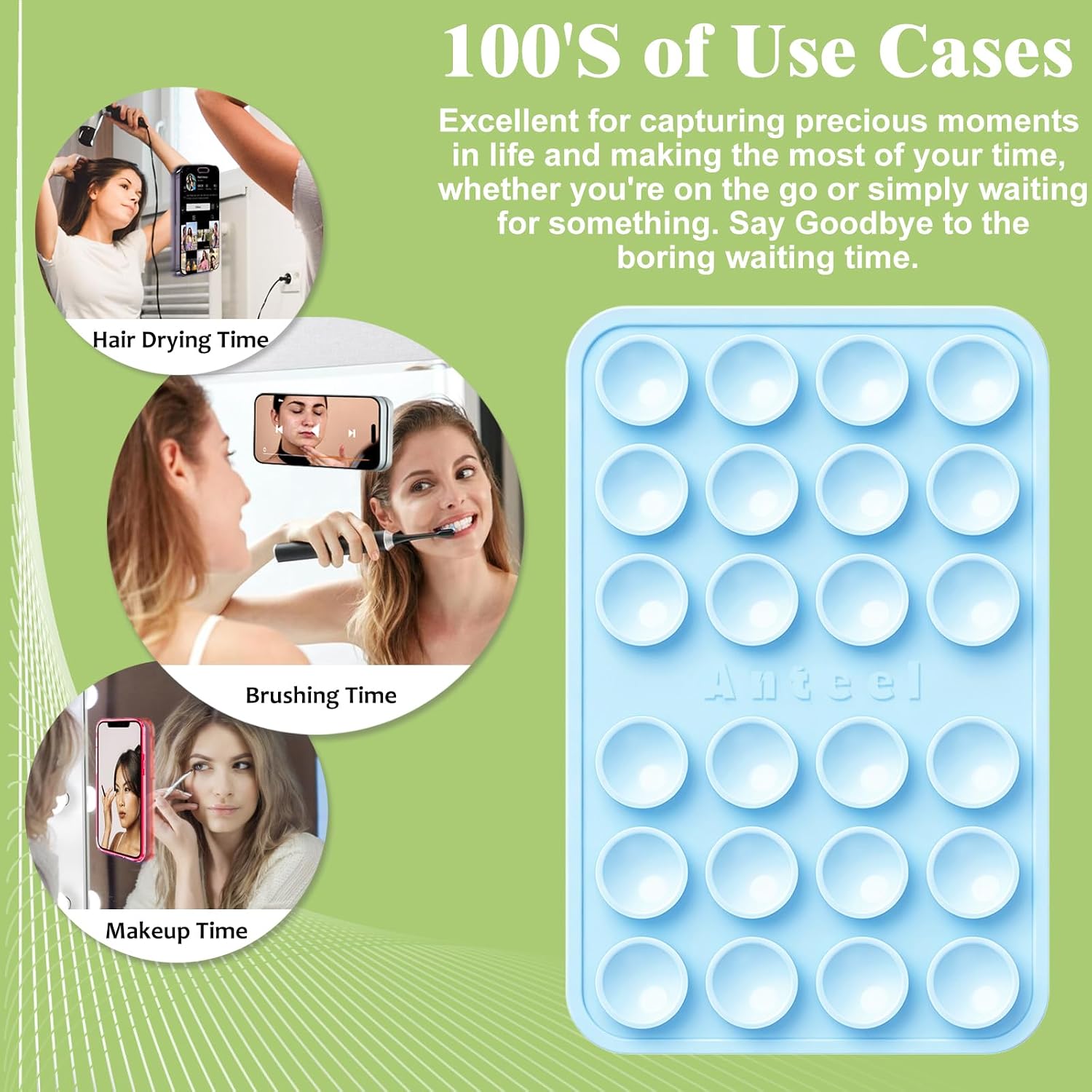 Anteel Classic - Silicone Suction Phone Case Adhesive Mount - Enhanced Suction Power and Upgraded Thickened Sticky Phone Grip, Durable, Hands-Free Sticky Phone Holder, 2.28"x3.46" (Light Pink) image 3