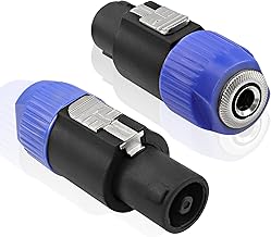 MEIRIYFA Speakon - Lot de 2 connecteurs adaptateurs 6,35 mm vers connecteur mâle Speakon mâle vers TS femelle mono 6,35 mm NL4FX, NLT4X, NL2FC