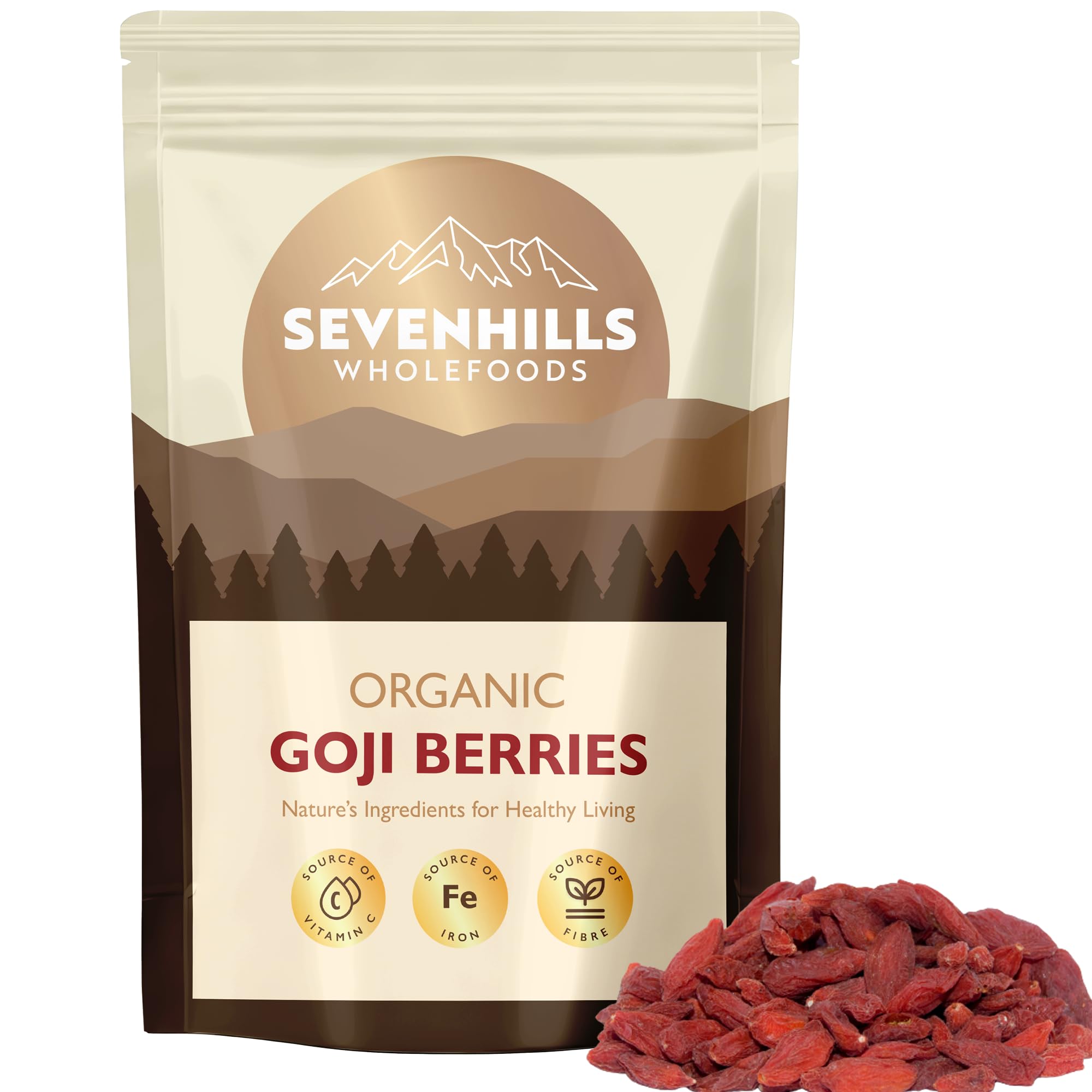 Sevenhills Wholefoods Organic Raw Goji Berries 500g | 100% Pure & Natural | for snacking, baking, cereals, porridge | GMO-free | Gluten-free | Wolfberries