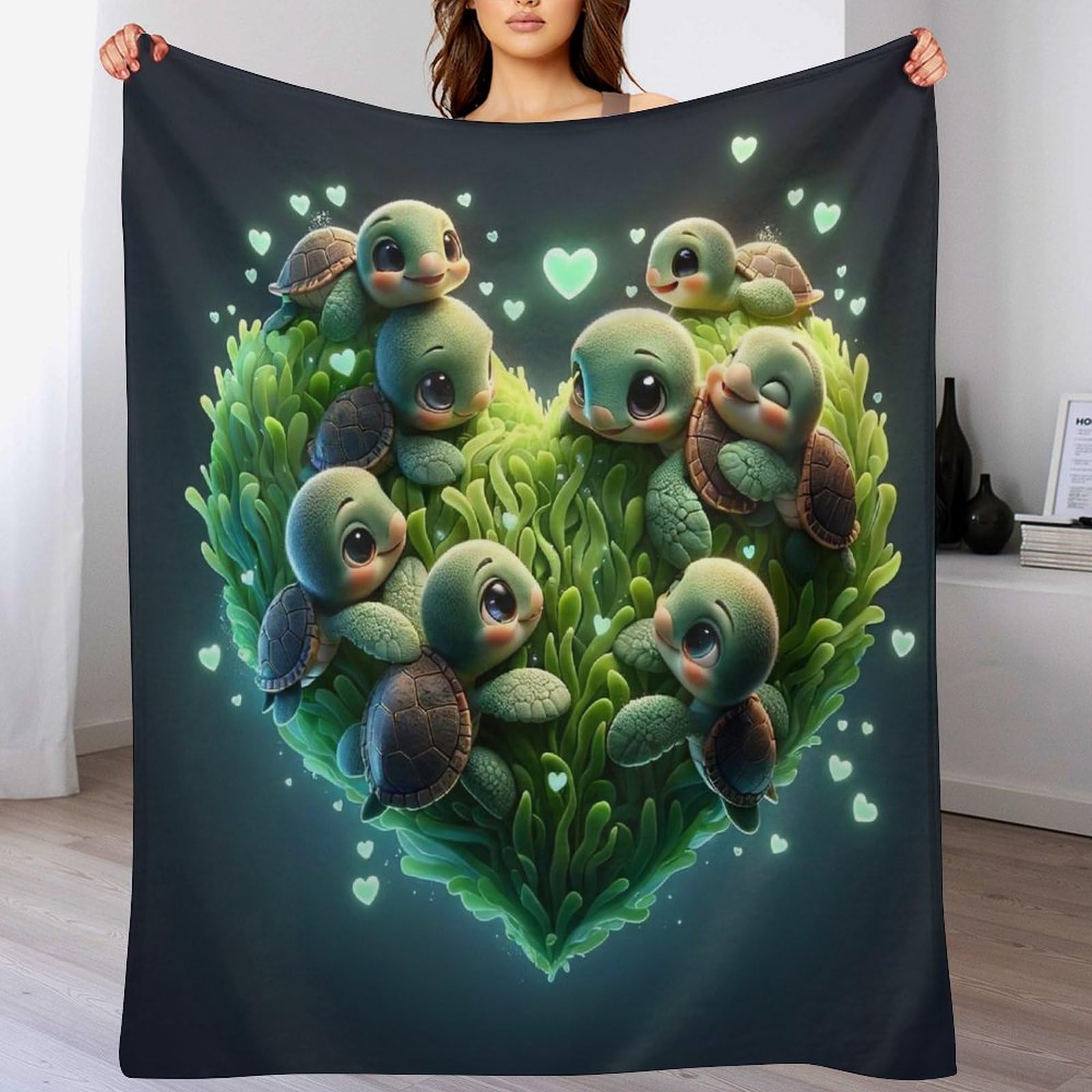 Couverture tortue mignonne légère pour éliminer la fraîcheur du soir sur votre sofa