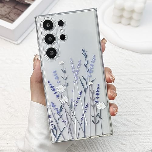 Miniatura 61 de para Funda de Samsung Galaxy S23, Funda Floral de Flores Lindas con Patrón de Lavanda Transparente y Estética para Mujeres y Niñas, Funda Lavanda