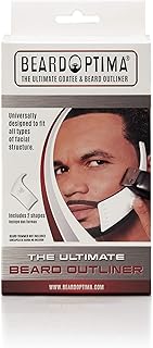 Beard Lineup Tool - Facial Hair Outliner Guide Templates for Men – Perfect for Styling Easy and Edging Clean - Beard Shaper & Shaping Tool with 2 Style Kit: Rounded and Square
