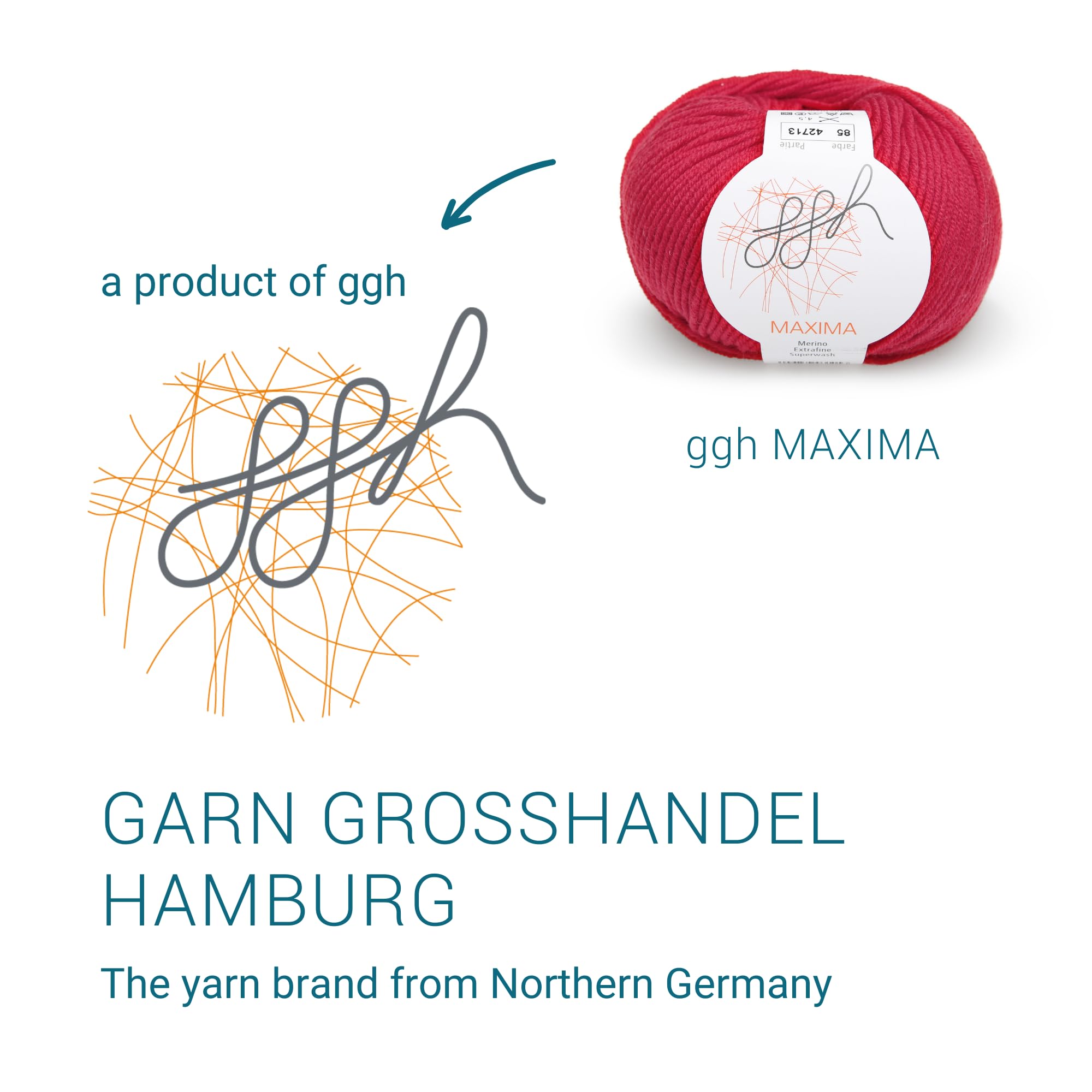 ggh Maxima Box 6 x 50 g (300 g) Lana Merino Extra fine e Lavabile in Lavatrice Spessore Ferri 4 5 Colore 085 Rosso