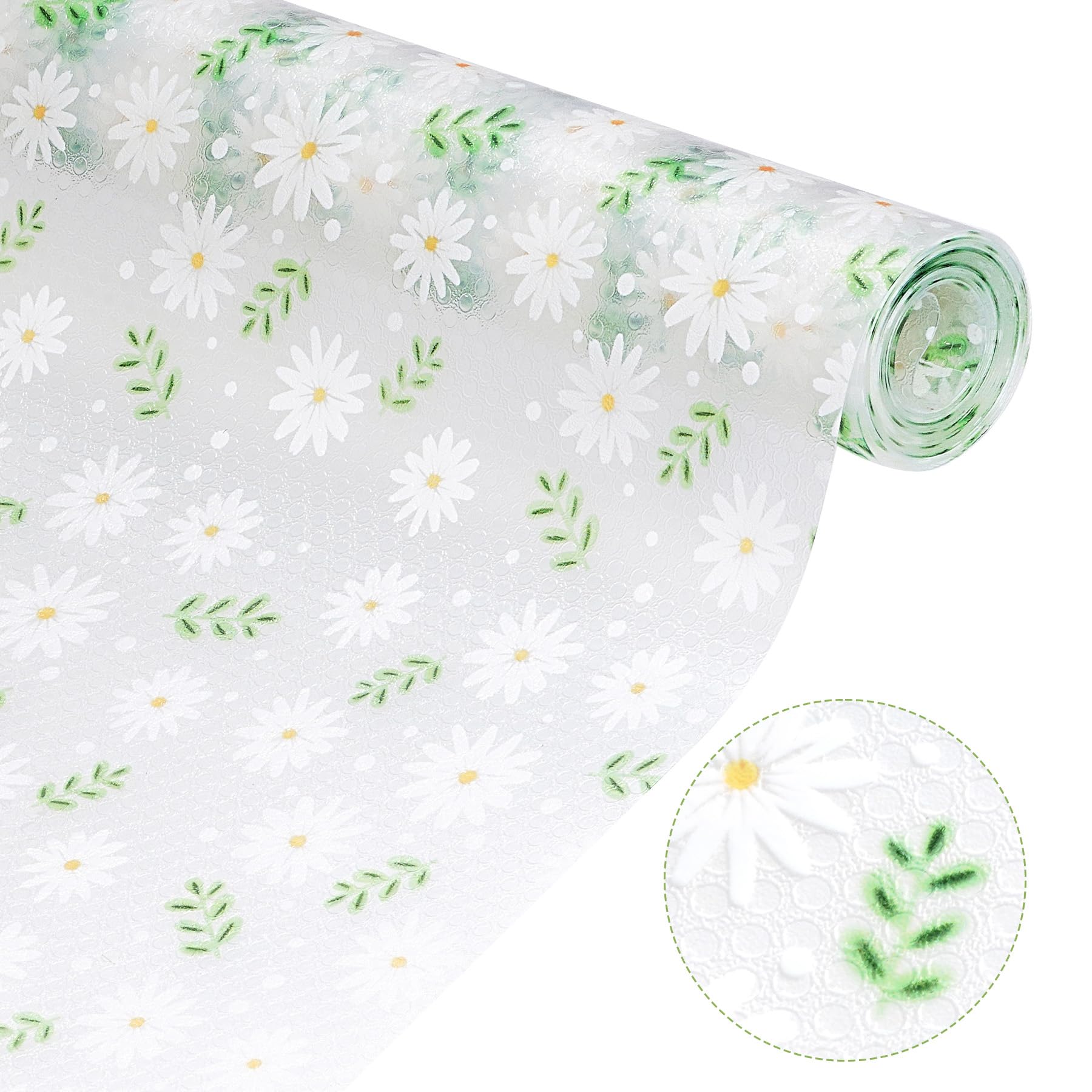 cnomg Shelf Liner Daisy Cabinet Liner Drawer Liner for Kitchen Non Slip Washable Drawer Liners Cabinet Liners for Shelves