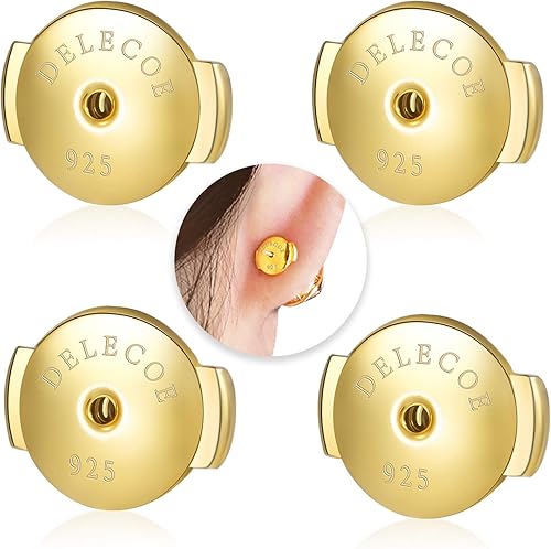 2-Paris - Aretes de plata con cierre de repuesto para aretes de diamante, aretes de plata 925, parte trasera de aretes segura hipoalergénica, no se