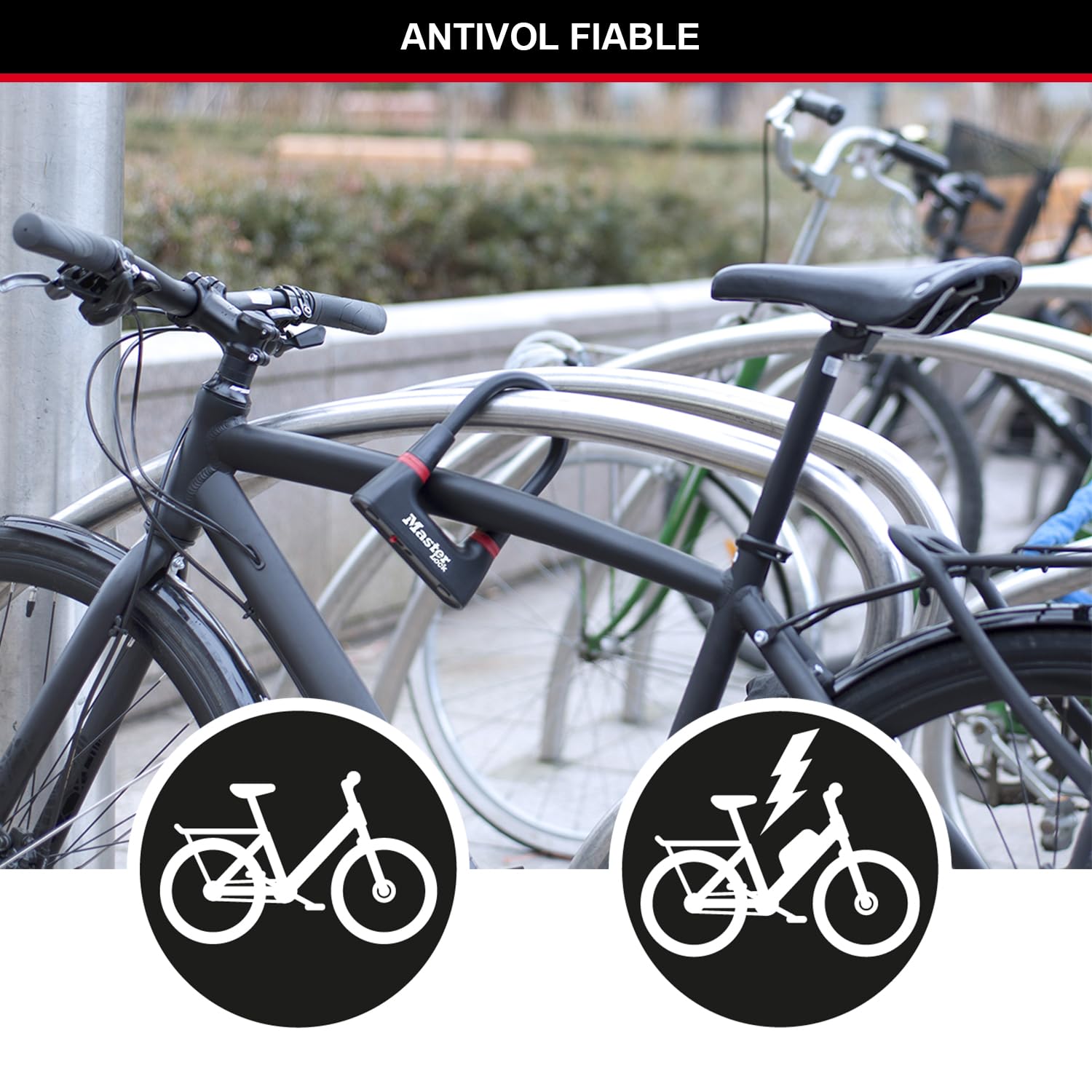 Master Lock Antivol de vélo à clé Noir