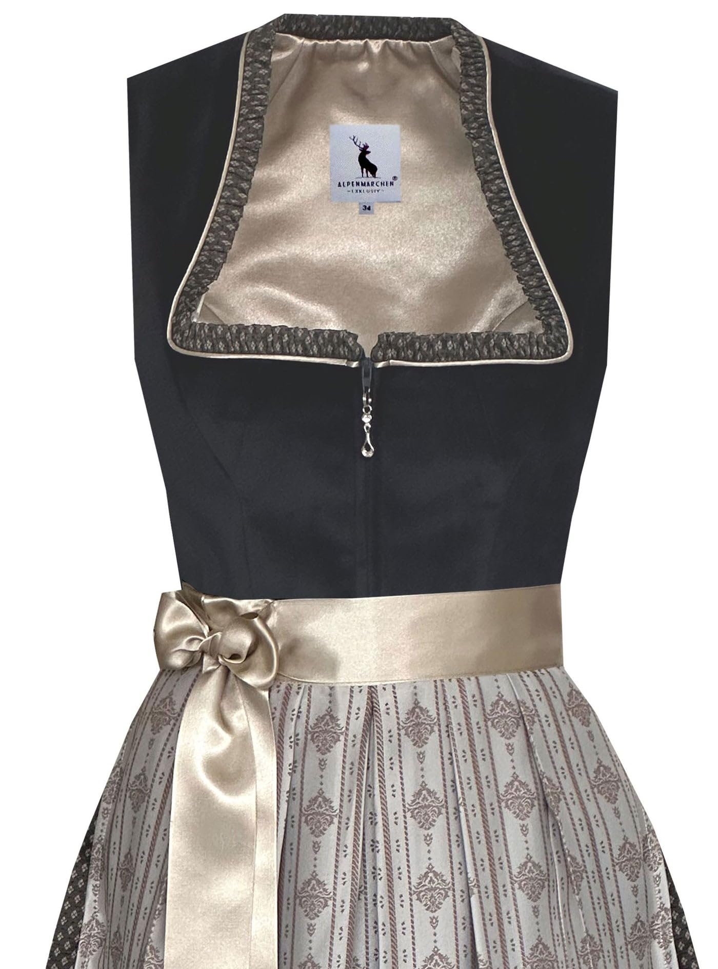Alpenmärchen Langes Dirndl aus Exklusiver Kollektion inkl. Schürze Gr.36-60 - ALM1030