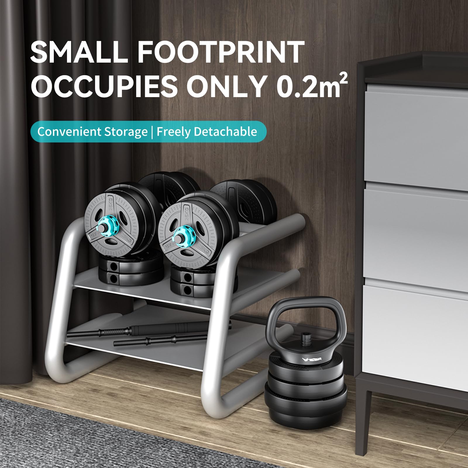 Adjustable Weights Dumbbells Set, Free Weight Set, 33LB/44LB Free Weights,  Weight Set, Dumbbell, Barbell, Kettlebell, Push-up, Home Weight Set for Men Women