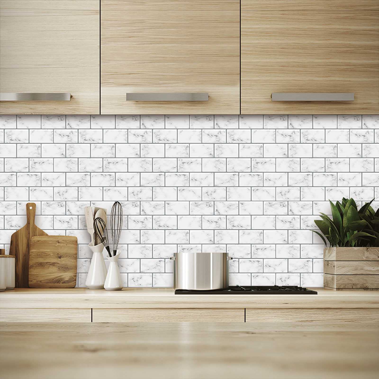 Alwayspon Adesivi per Piastrelle in Vinile Impermeabili, Peel and Stick Autoadesivi per Rivestimento Cucina Bagno Soggiorno, Adesivo da Parete Stile