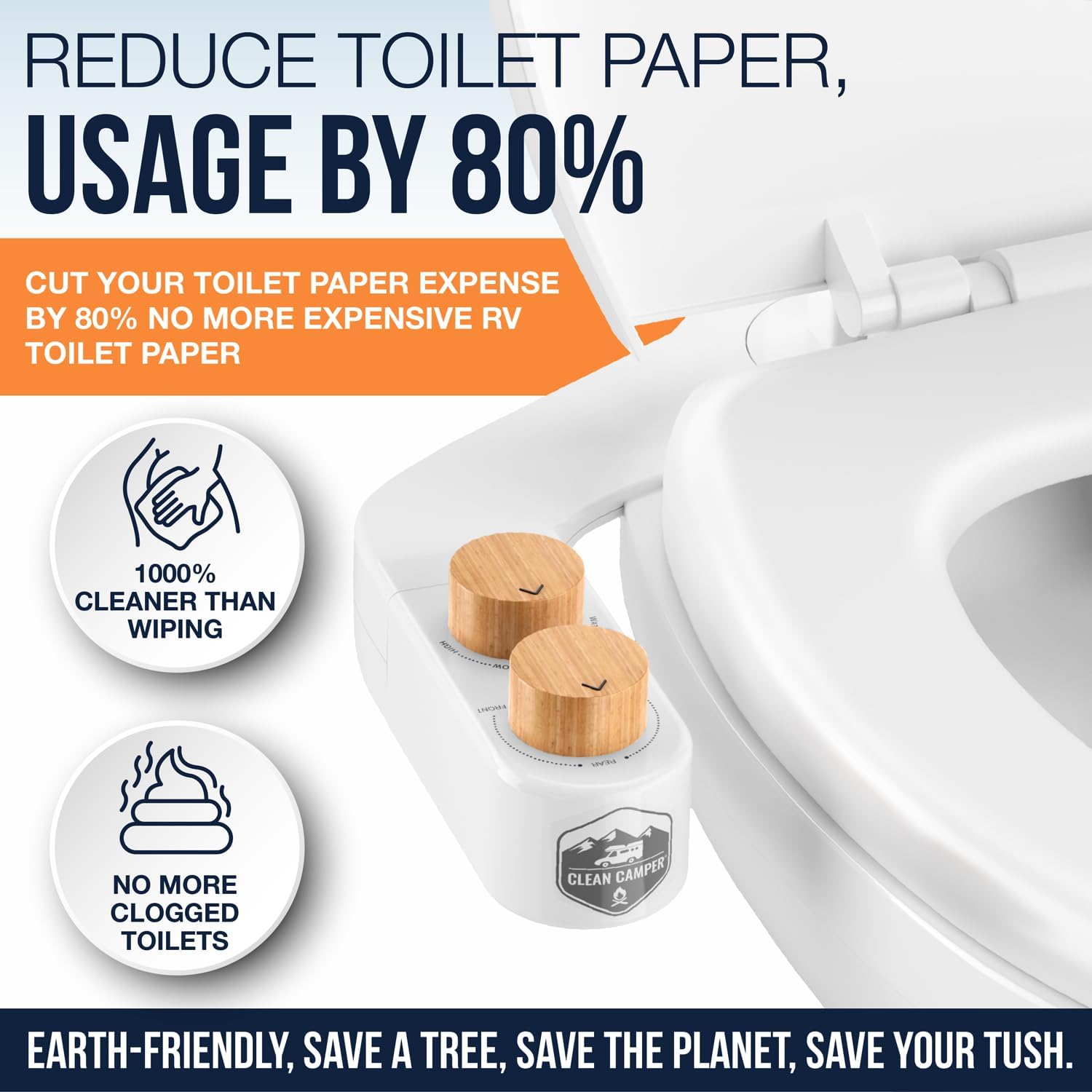 The Original RV Bidet Self-Cleaning Dual Nozzles Non-Electric Reversible Design Easy Installation RV Waterline Compatible Adjustable Gentle Water — view 7