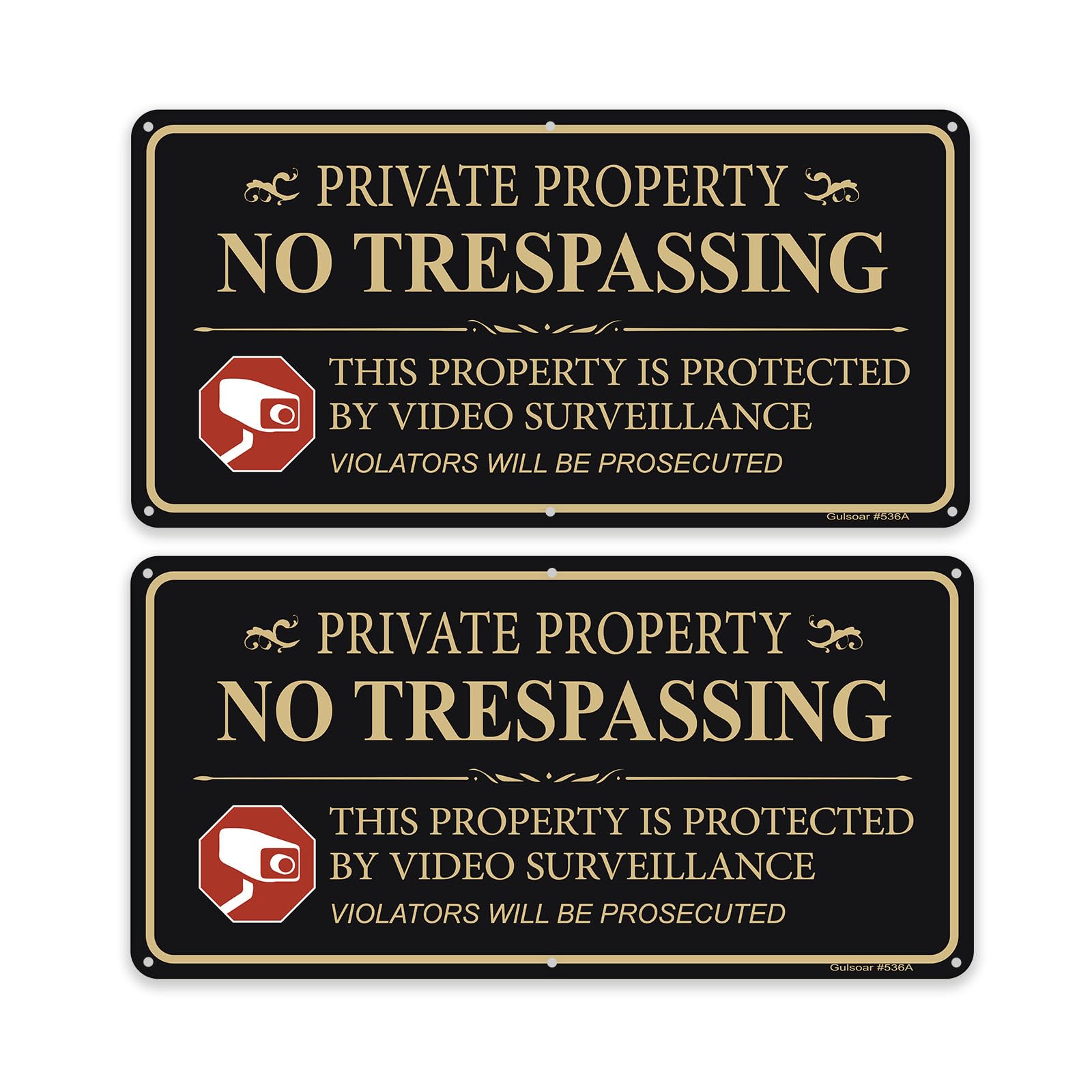 Photo 1 of 2 Pack No Trespassing Signs Private Property, Violators Will Be Prosecuted, 12" x 6".04" Aluminum Reflective Metal Sign,Weather Resistant, Waterproof, Durable Ink, Easy to Mount