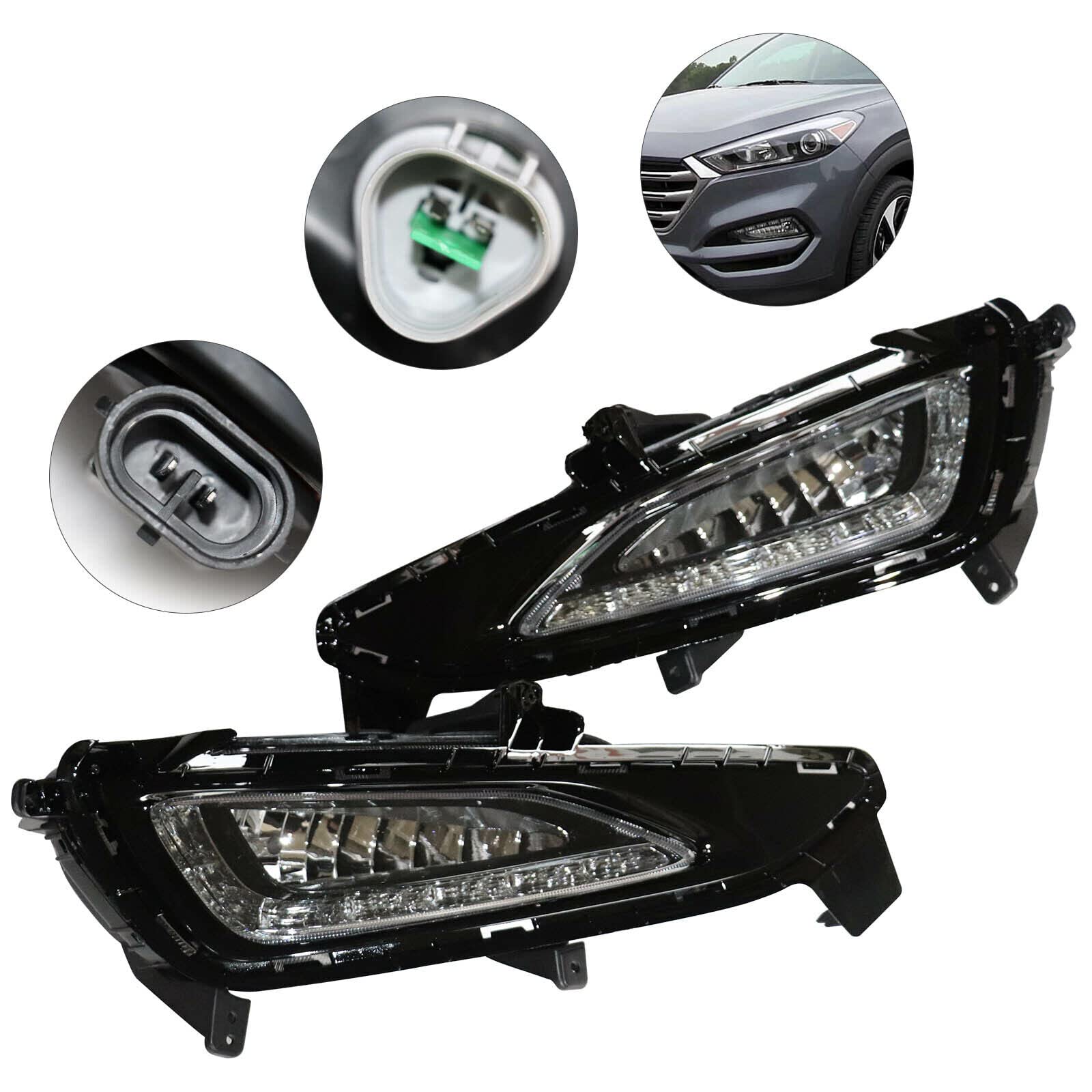 Futchoy Pair LED Daytime Running Fog Lights DRL Intended for Hyundai Tucson 2016 2017