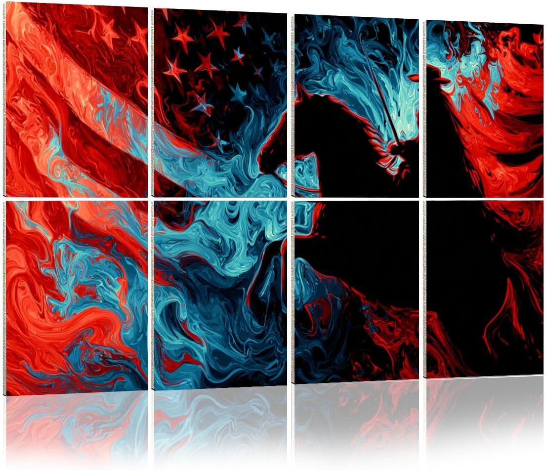 8 Pack Art Acoustic Panels Modern Abstract Art Cowboy Motion Patriotic Energy Decorative Sound Absorbing Wall Panels 48"x32" Noise Canceling Soundproof Padding Room Decor for Office