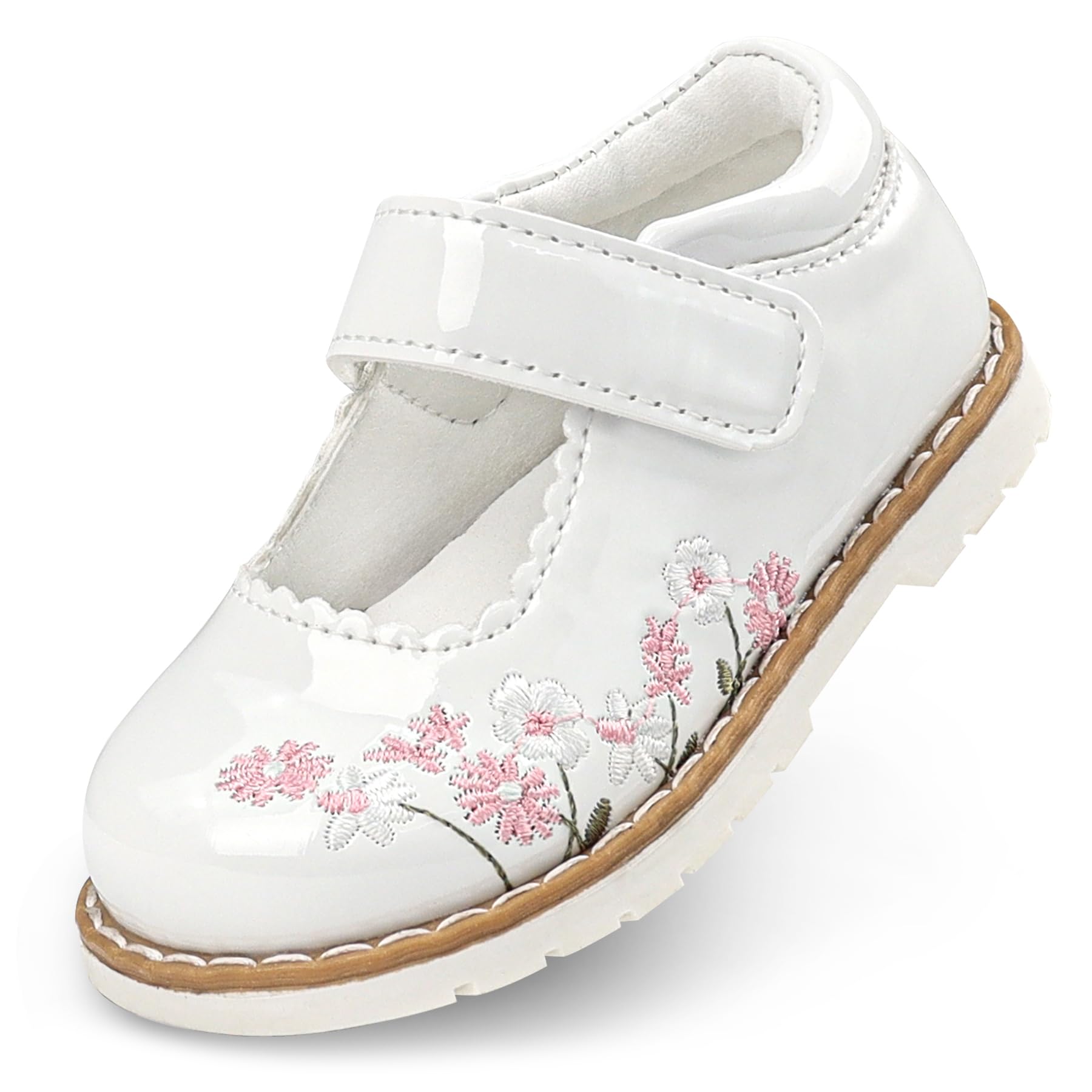 Wulubaba Girls White Mary Jane Shoes, School Uniform Dress Flats