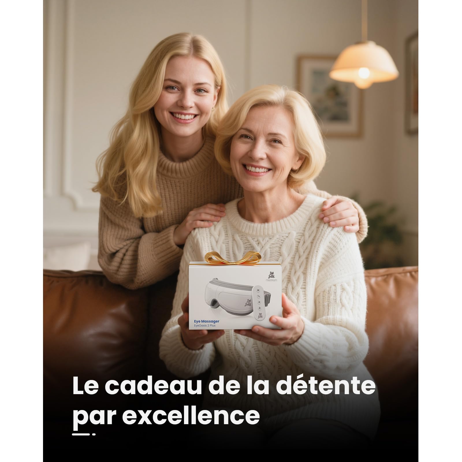 Bob and Brad EyeOasis 2 Plus Masseur oculaire avec télécommande et chaleur, masque massage yeux pour compression, fatigue, cernes, idée cadeau