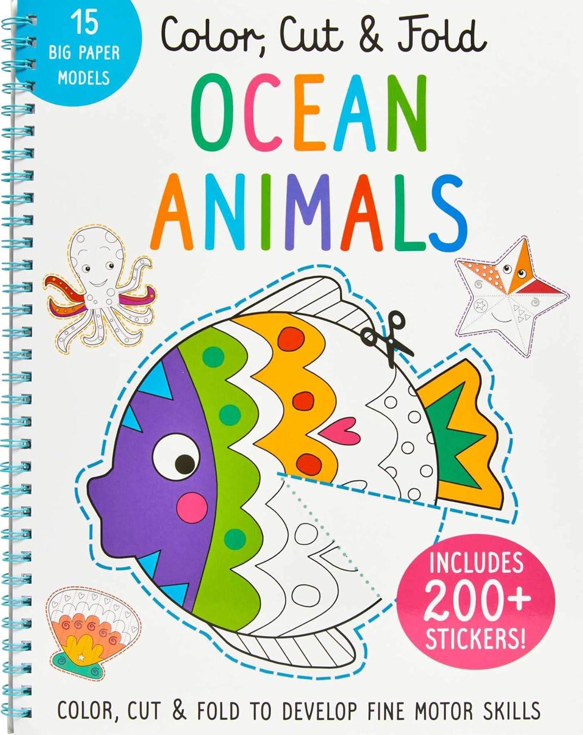 Color, Cut, and Fold: Ocean Animals: (Art books for kids 4 – 8, Boys and Girls Coloring, Creativity and Fine Motor Skills, Kids Origami, Sharks) (iSeek)