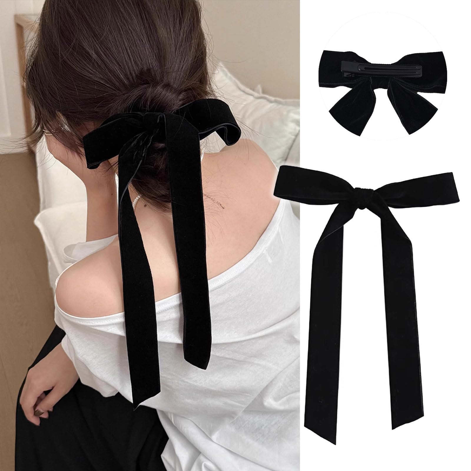 Amazon | Sheepyo ベロア ヘアアクセ 黒 ヘアアクセサリー髪飾り