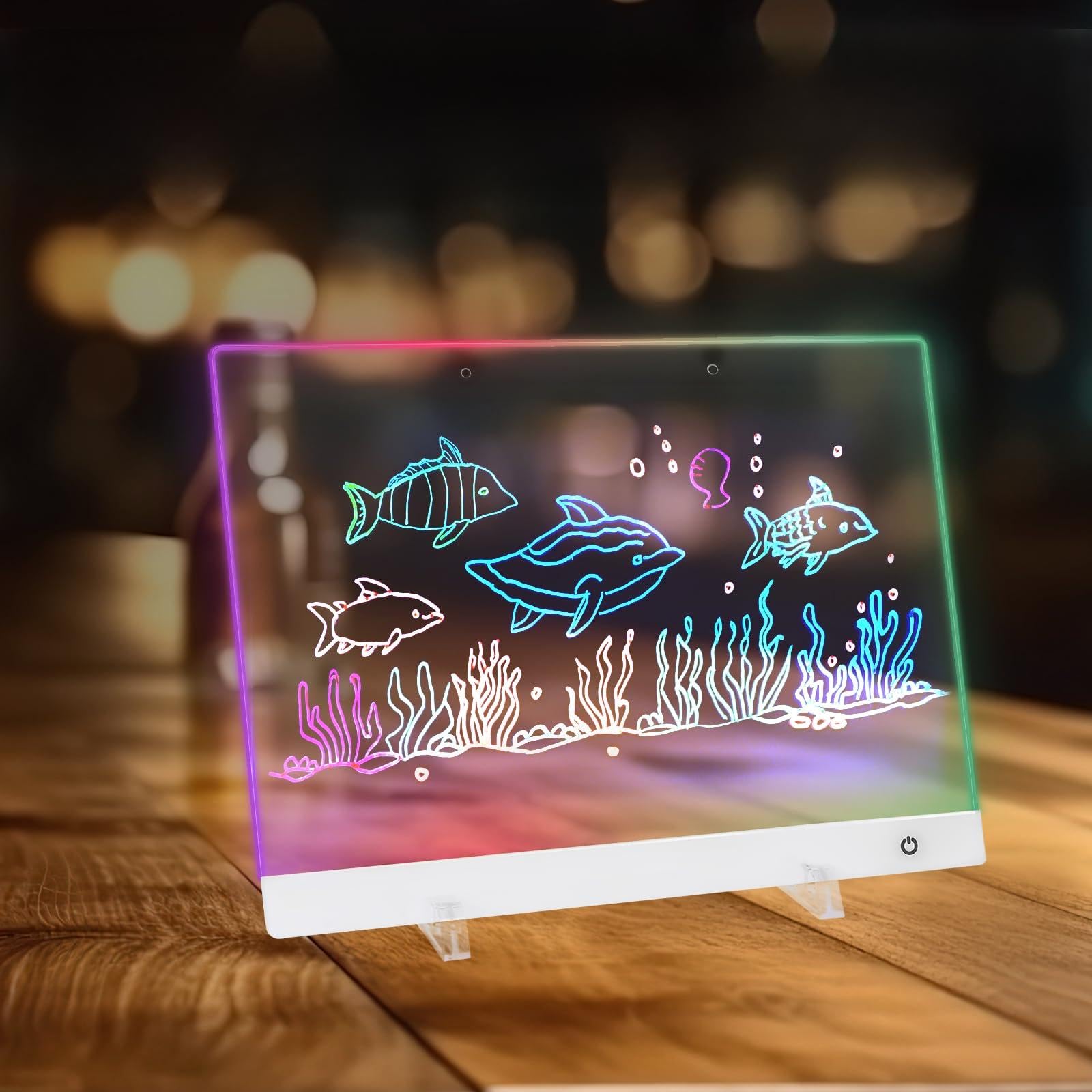 Lavagnetta in Acrilico con Luci a LED, 30x20cm Lavagna Luminosa per Disegnare, 5 modalità e 6 Colori Tavoletta Grafica, Lavagna Led, Lavagnetta in Acrilico con Luci LED per Ufficio Scuola Casa Caffè