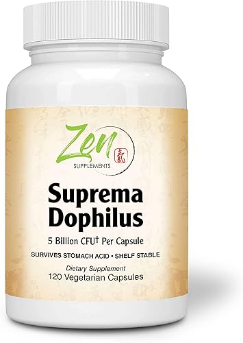 Zen Supplements - Suprema-Dophilus - Probiótico de 5 mil millones de UFC - 8 cepas - Estable en almacenamiento y resistente a los ácidos - Apoya la