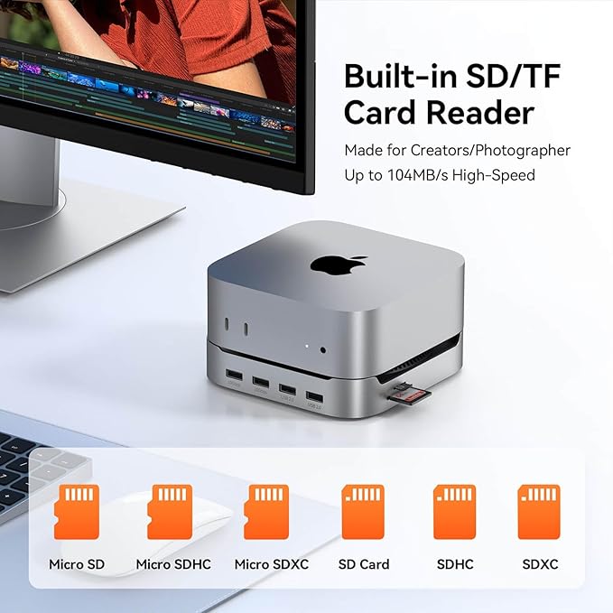 TobenONE Hub 13 en 1 para Mac mini M4 con Enclosure SSD 8TB miniatura 7