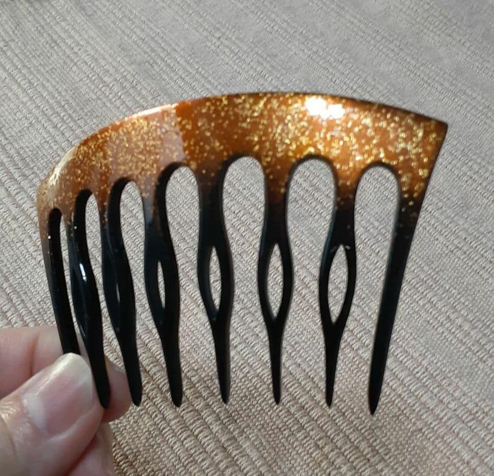 蒔絵No.78 櫛 金&times;ブロンズ 銀河 金箔