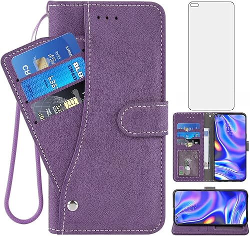 Asuwish Funda tipo cartera compatible con Moto One 5GOne5G UWMoto G G5 Plus y protector de pantalla de vidrio templado con cordón, soporte para