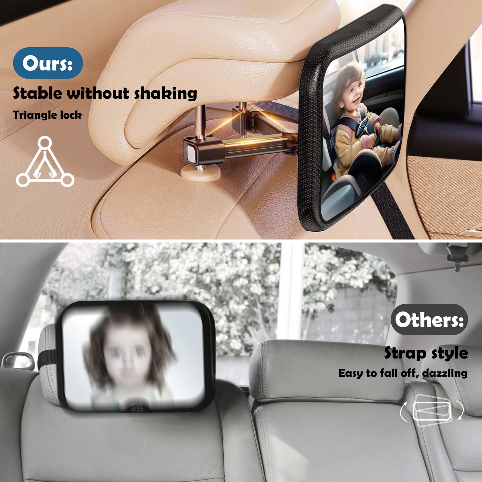 Specchietto Retrovisore Blumacht per Bambini, 100% Frantumazione per Sedile Posteriore, Regolabile a 360° per Seggiolino Auto
