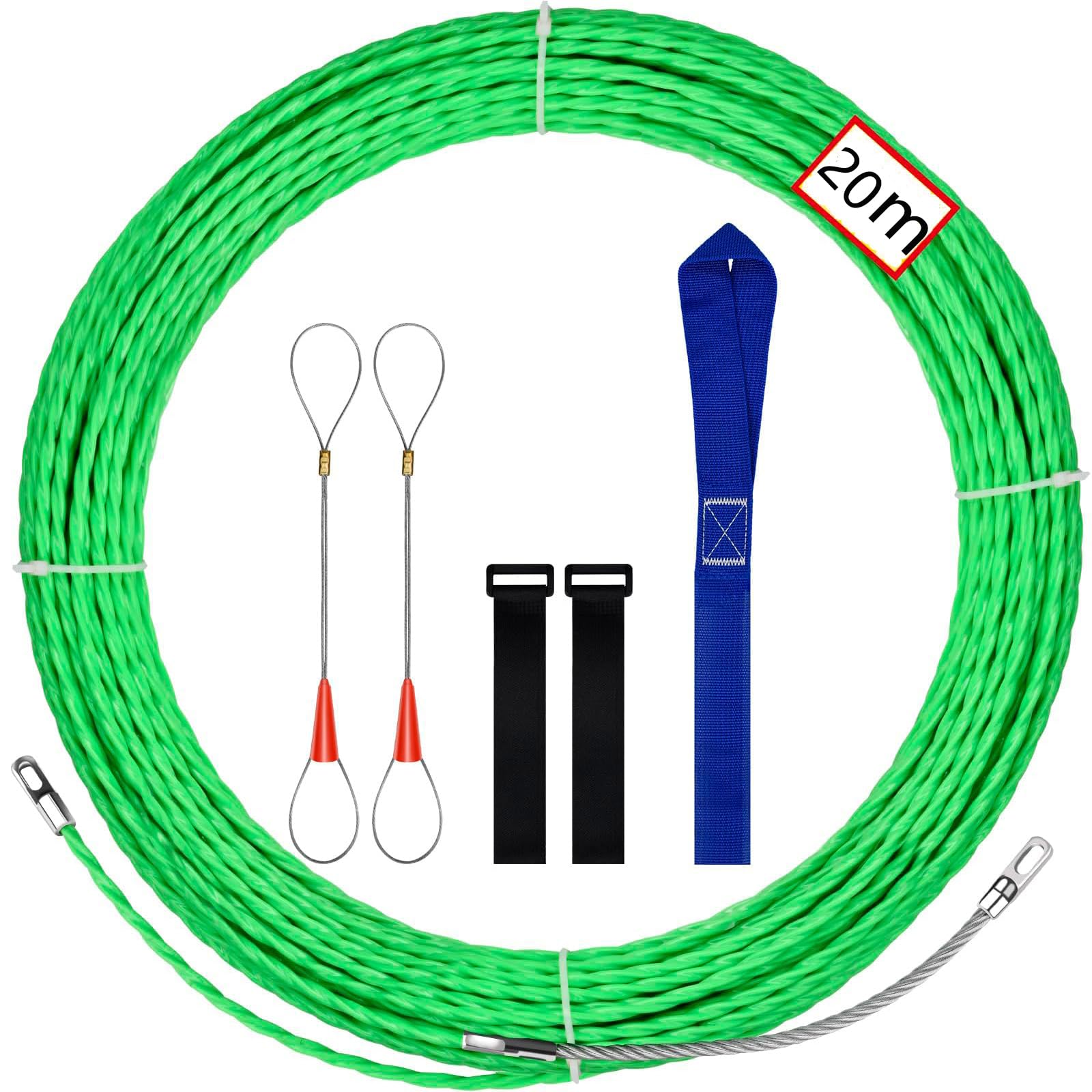 20M Wire Puller for Electrician, Wire Lead Threading Device Tool, Wiring Spring Cable Snake Kit for Conduit, Home & Office Network Installations