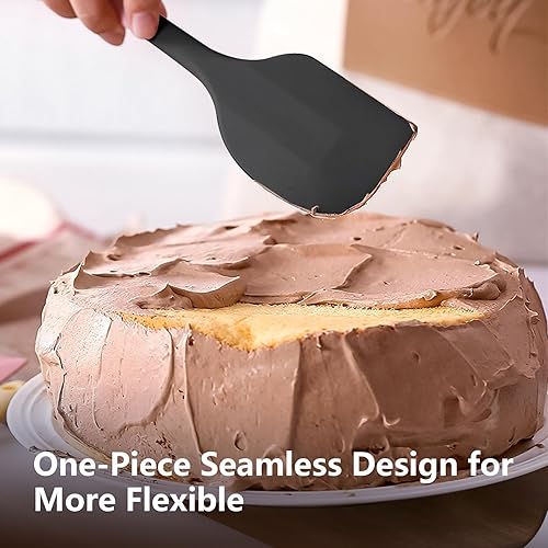 Miniatura 5 de DUFEIMOY Espátula de goma negra para uso en cocina, espátulas de silicona de 10.8 pulgadas para cocinar, resistentes al calor, espátula de cocina