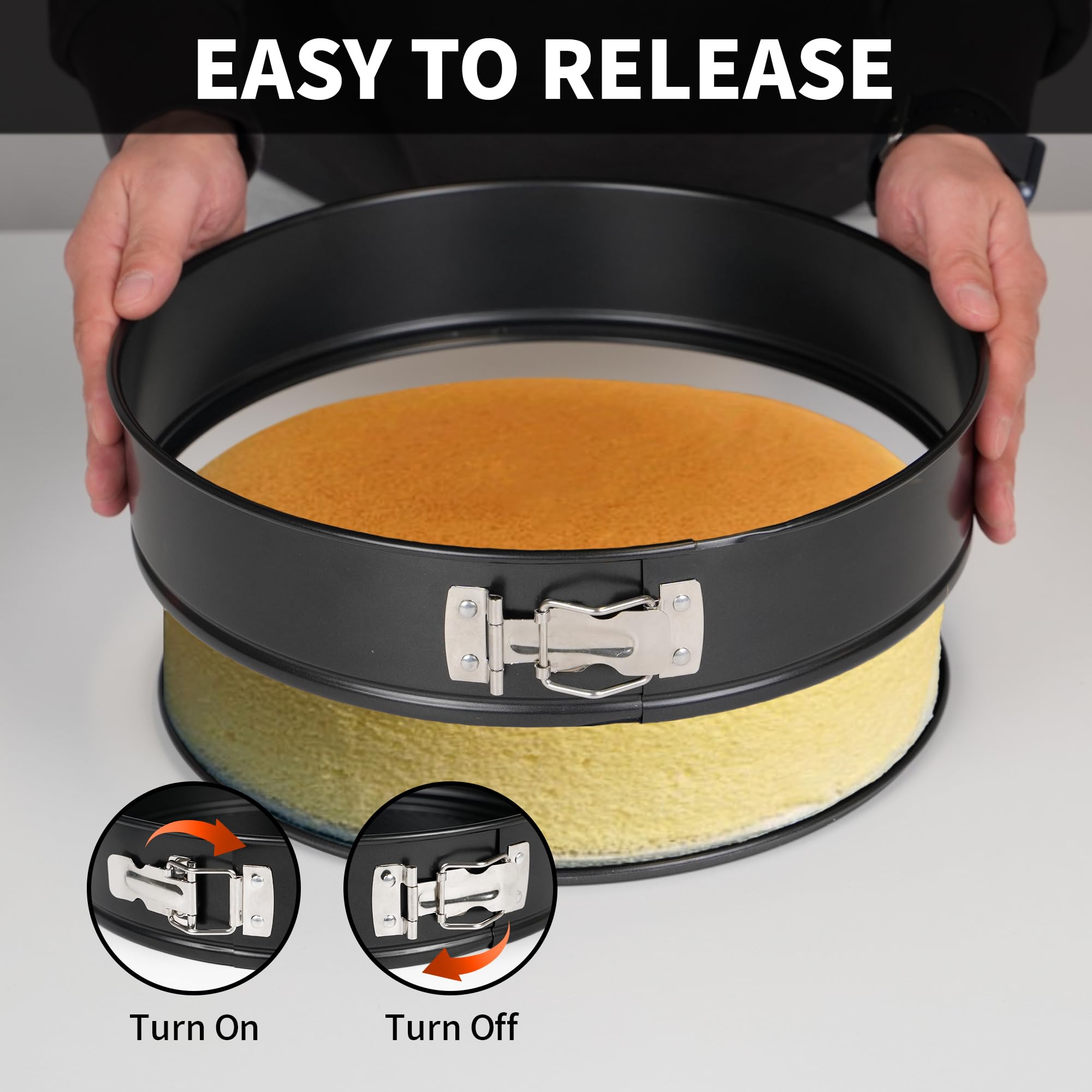 UWILLION Spring Form Cake Pans 12 Inch Springform Pan Nonstick Round Cheesecake Pan Carbon Steel Large Baking Mold Cake Tin for Christmas Birthday - Image 4